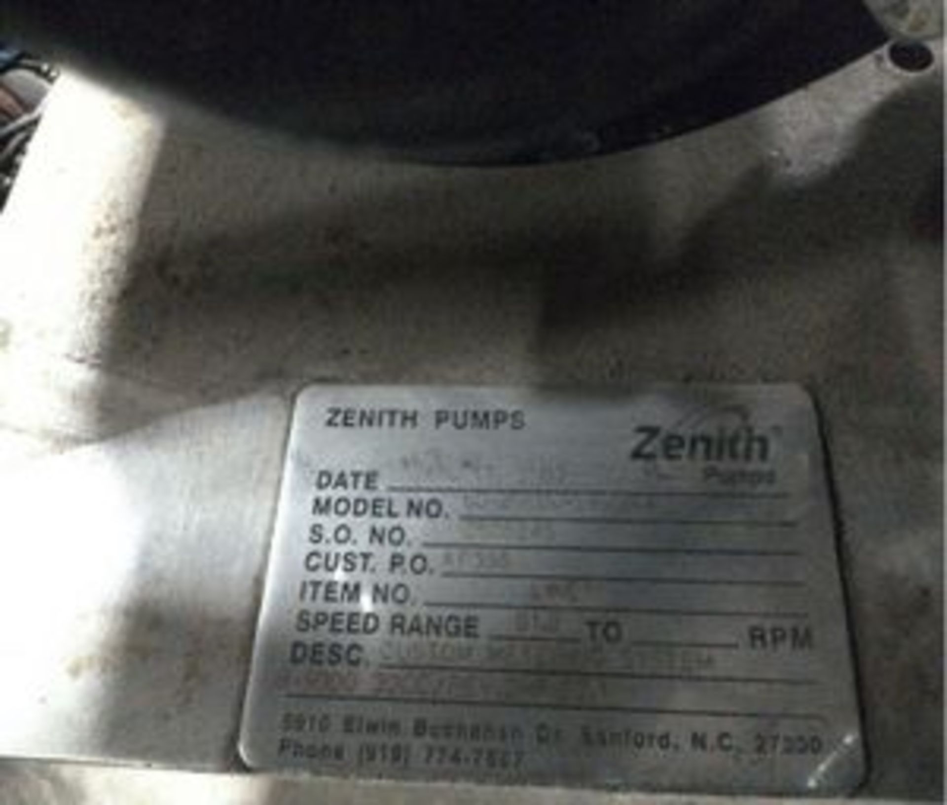 2007 Zenith Metering Pump, Model 60-20000-2422-4, S/N Z505245, Skid Mounted with S.S Control - Image 2 of 4