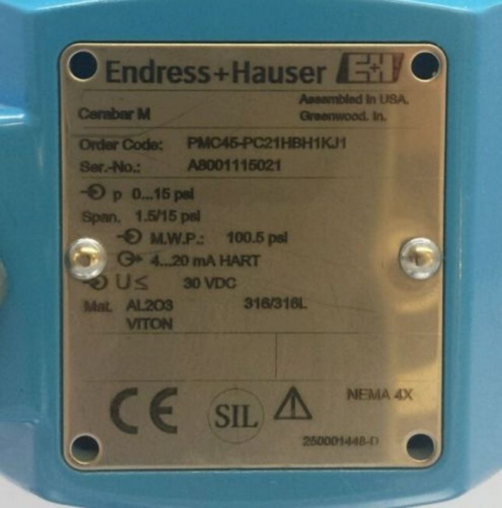 (4) Endress-Hauser Pressure Transmitter PMC45-PC21HBH1KU1 QTY: 2 PMC45-PC21HBH1KJ1 QTY: 2(Located in - Image 5 of 5