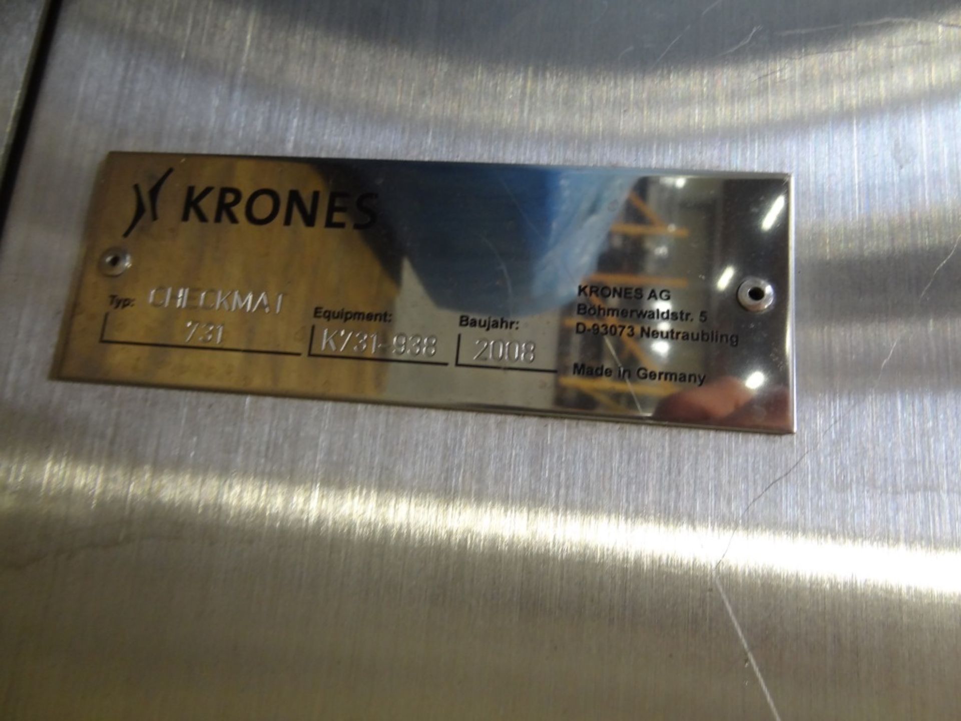 Krones Checkmat 731 Label, Cap, Filler Inspection System Krones Checkmat 731 Year: 2008 Voltage: - Image 2 of 4