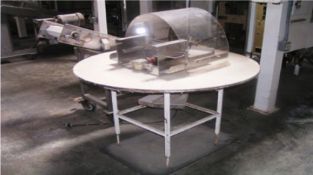 S/S Product Flipper, 48" Laminated Top Rotary Accumulation Table with 1/4 HP Motor, Mounted on Stand