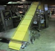 S/S Incline Conveyor, 12" W x 8' L, 1-1/2" Cleated, 12" between Cleated Sections, Mounted on Casters