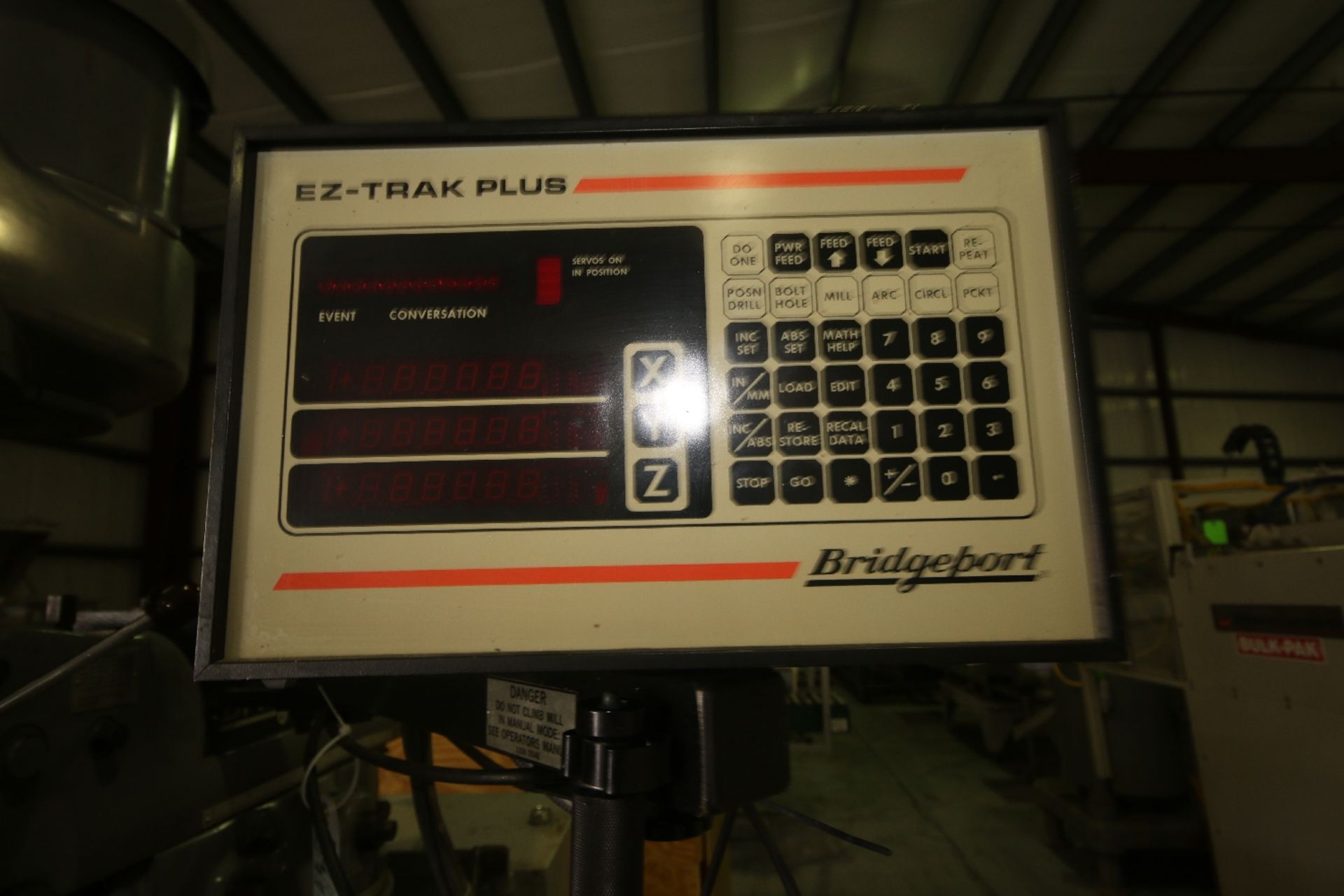 Bridgeport Mill, 48" Wide x 9" Deep Table, E-Z Trax Plus Controller, Head S/N 2J-141719 (KH13) - Image 6 of 10