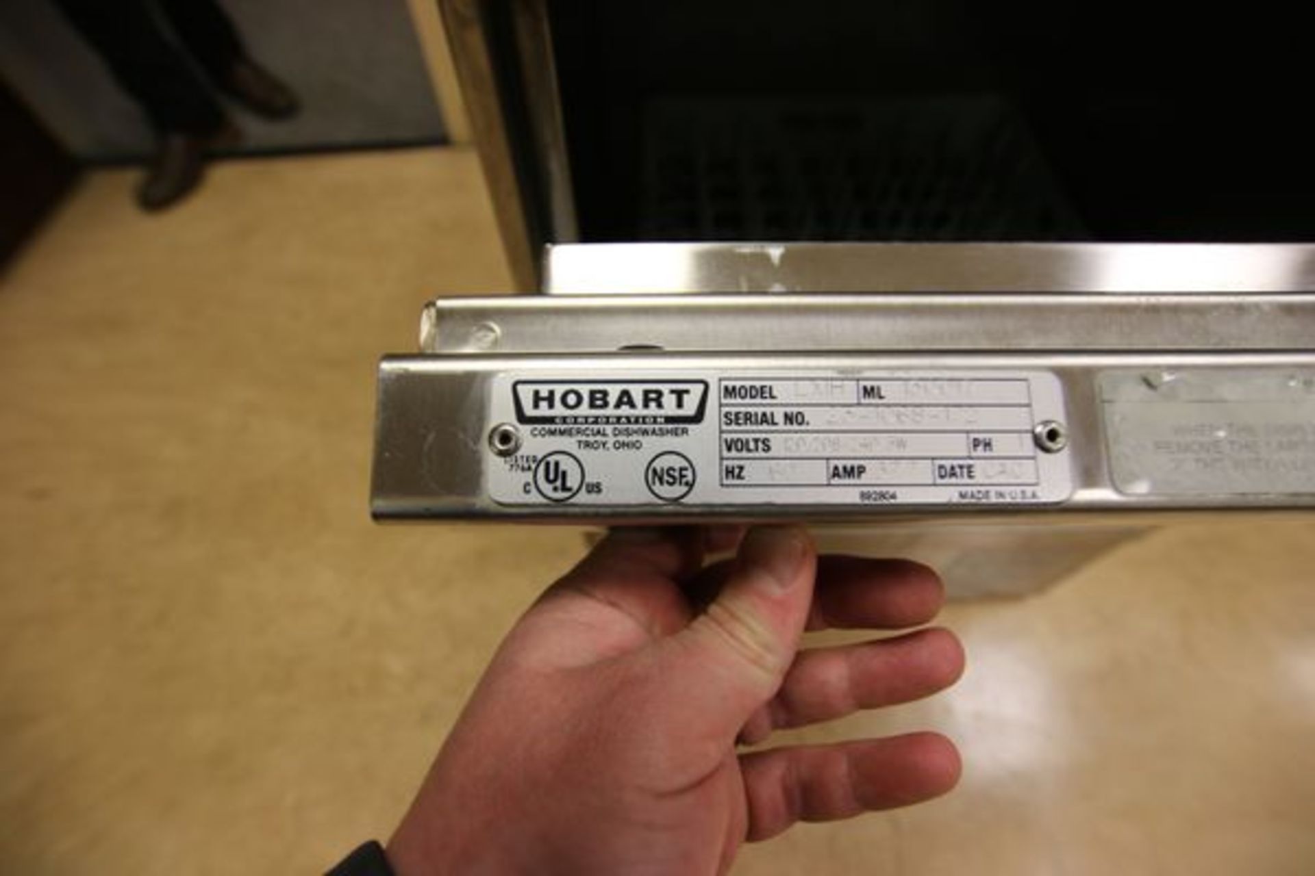 Hobart S/S Dishwasher, Model LXIH, S/N 23-1068-172, Single Phase, 120/208-240 3W V, - Image 4 of 4