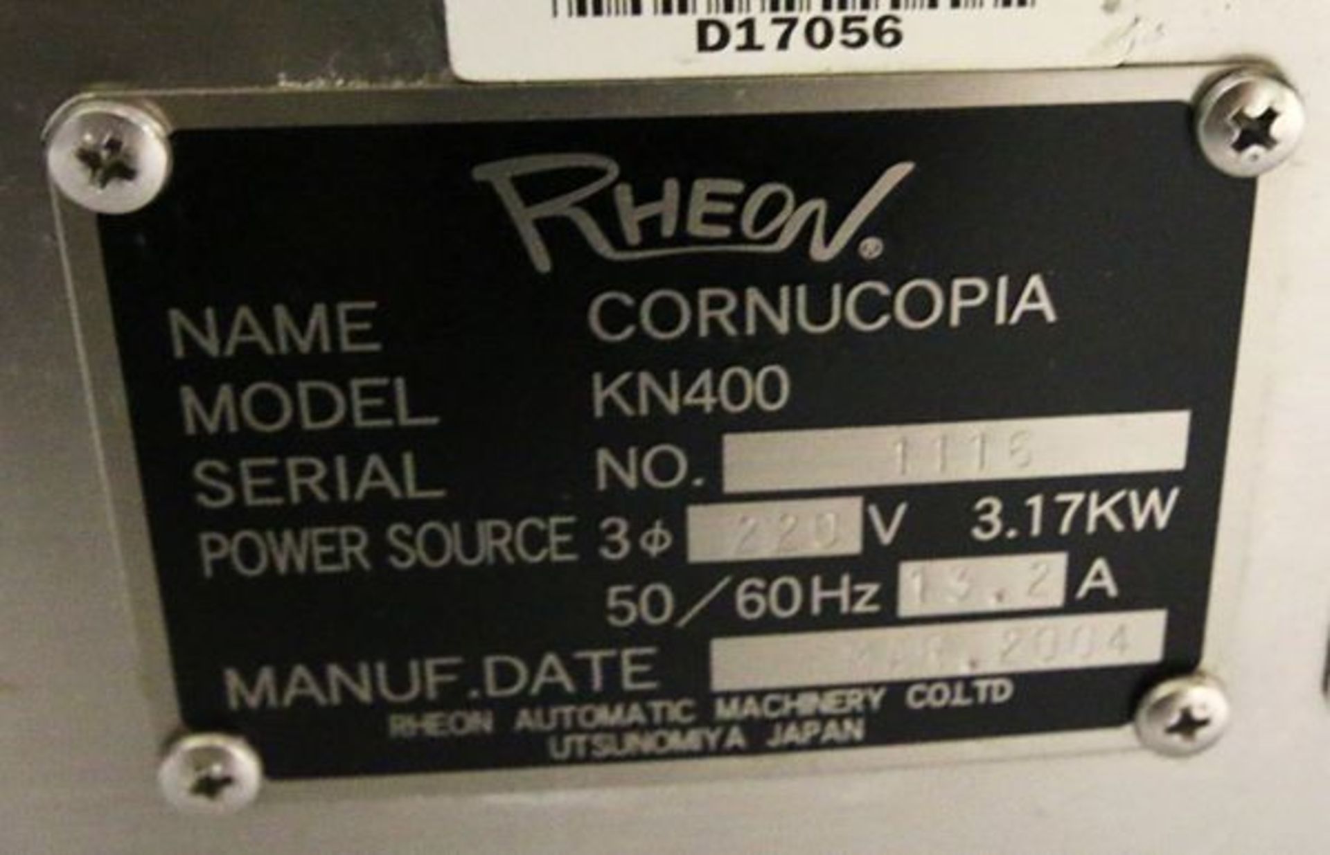 Rheon Cornucopia Encrusting Machine, Model KN400, S/N 1116 - Image 13 of 13