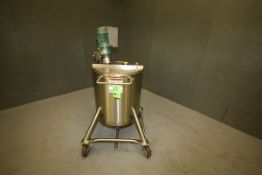 2010 Walker 30 Gal. S/S Kettle, Model PZMIX, S/N WEP-85625-2 with 75 psi @ 320 F, Agitation, Mounted