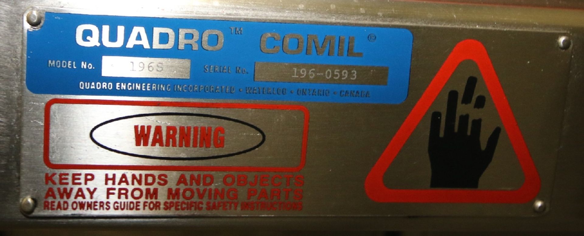 Quadro S/S Comil, Model 196S, S/N 196-0593 with 10 hp Motor and Allen Bradley 25 hp/600 Amp Control, - Image 6 of 8