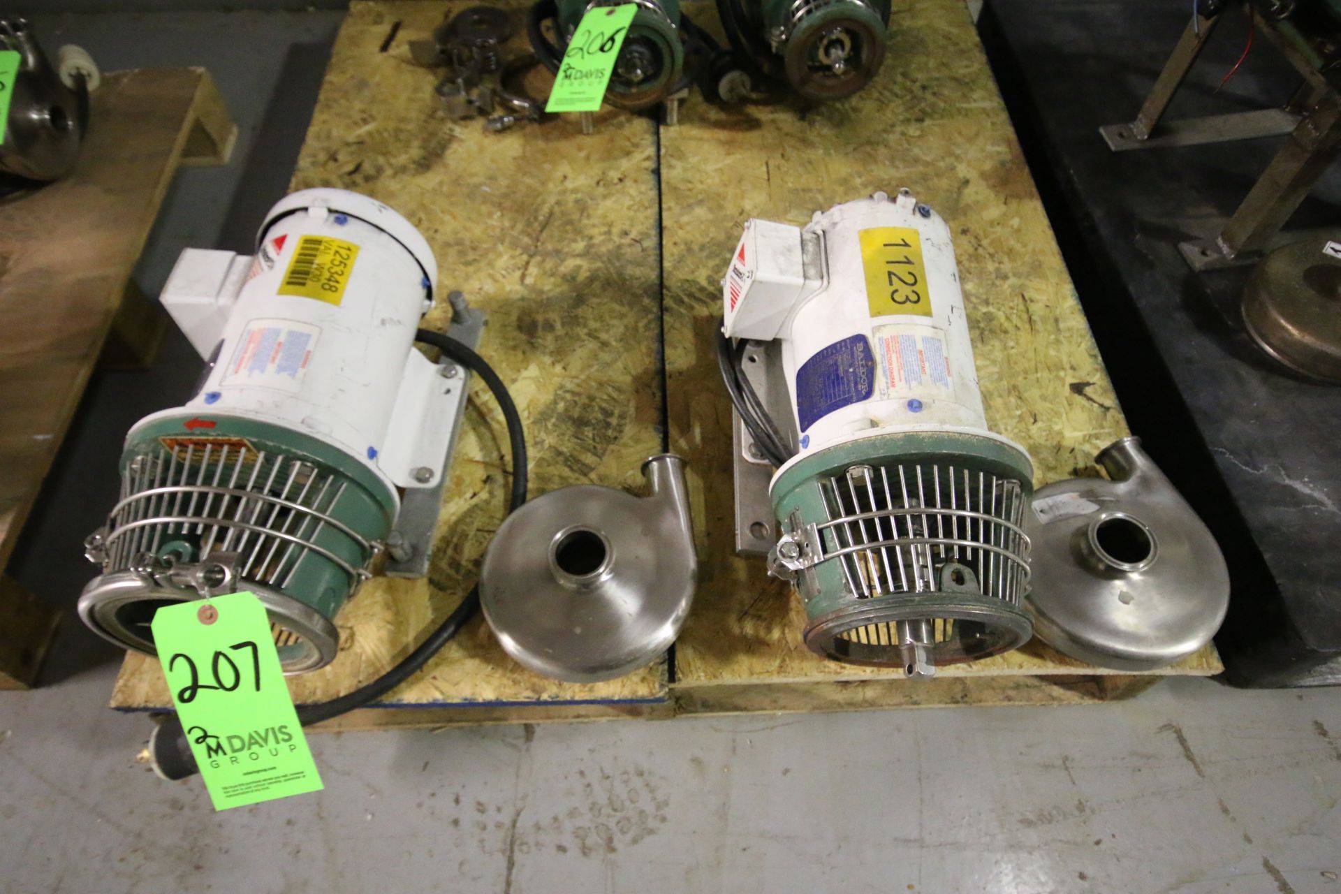 Tri-Clover 3 hp Centrifugal Pump Motors with Housing and Covers (NOTE: Not Complete)