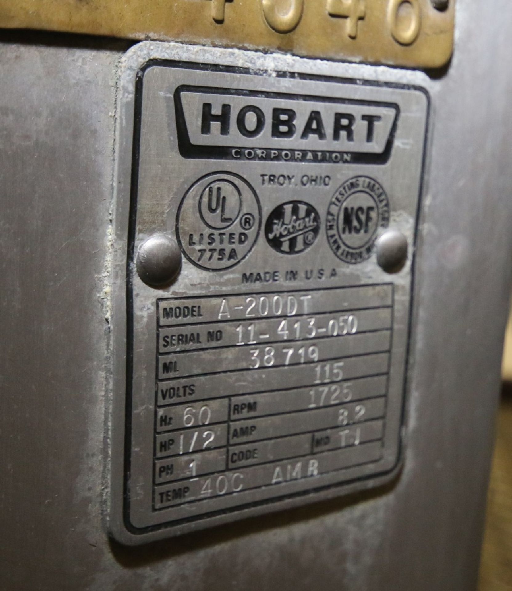 Hobart Table Top Mixer, Model A-200DT, S/N 11-413-050 with 12" W x 11" Deep S/S Mixing Bowl, - Image 4 of 5