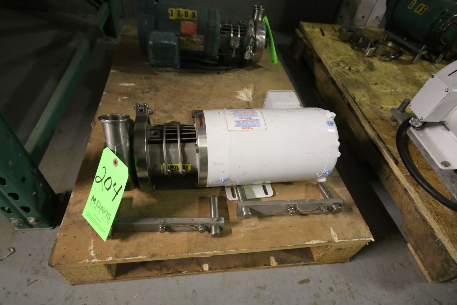 Tri-Clover Top Flow 1.5 hp Centrifugal Pump, Model C114 with 1-1/2" x 1-1/2" Clamp Type S/S Head and