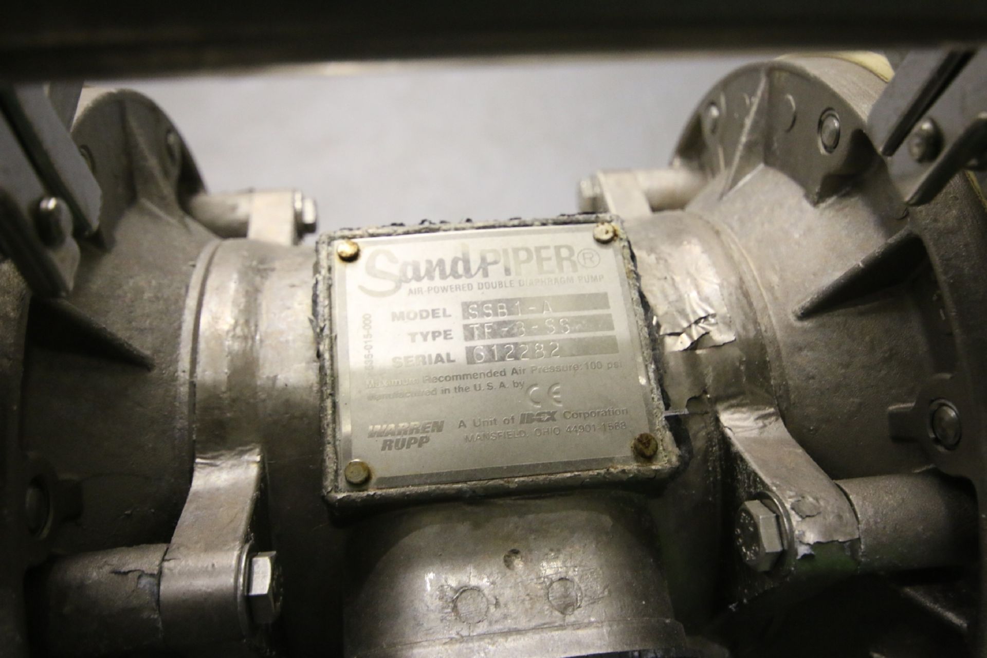 Warren Rupp Sandpiper Series S/S Diaphragm Pump, Model SSB1-A, Type TF-3-SS, S/N 612282 with - Image 3 of 3
