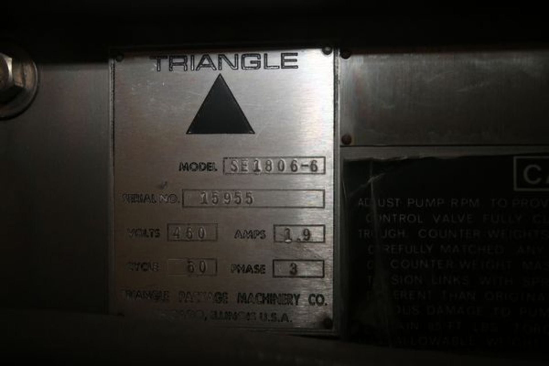 Triangle S/S Vibratory Conveyor, M/N SE1806-6, S/N 15955, 18" Wide x 72" Long (BG79) ***Located in - Image 4 of 4