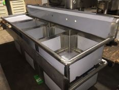 Unused All Stainless Steel 3-Compartment Sink with LEFT Hand Run Off (LOCATED IN IOWA, FOB