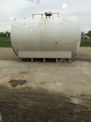 3700 Gallon Stainless Steel horizontal storage tank with SS drive and top mounter mixer, jacketed
