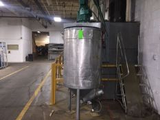 Approx.. 150 Gal. Insulated and Jacketed Vertical Cone-Bottom Steel Lined Chocolate Tank with Top