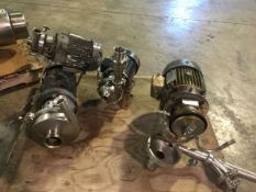 Lot of (4) Stainless Steel Centrifugal Pumps. Sanitaty Crepaco and 1 HP and 1.5 Motor and Thomsen