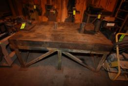 Acorn Aprox. 6' L x 4" W x 32" H Welding Table with 77-Slot Tooling Channels and Mounted Vise