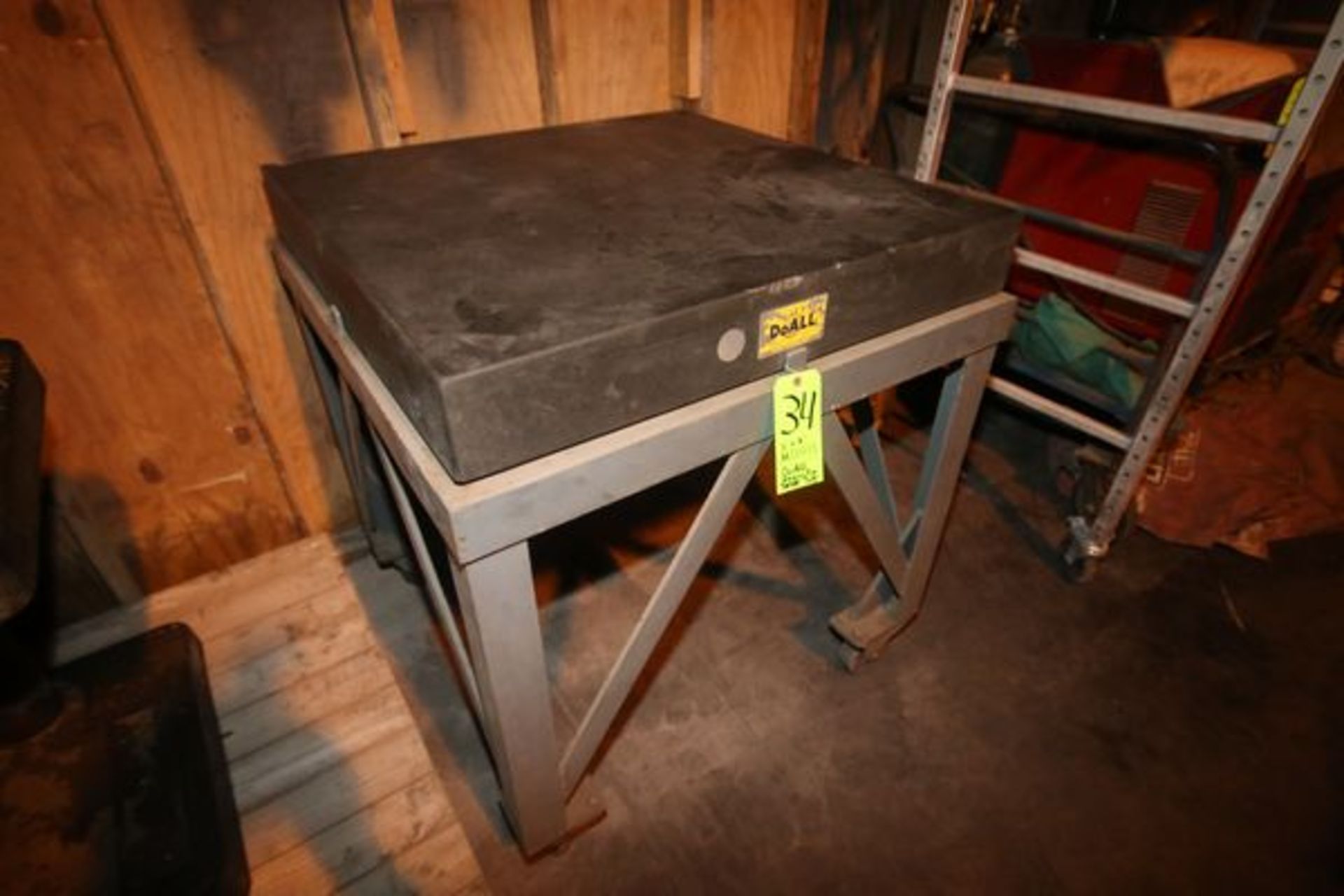 DoAll Aprox. 3' x 3' Granite Table Top, Model 20002, S/N 874-0, Mounted on Portable Cart