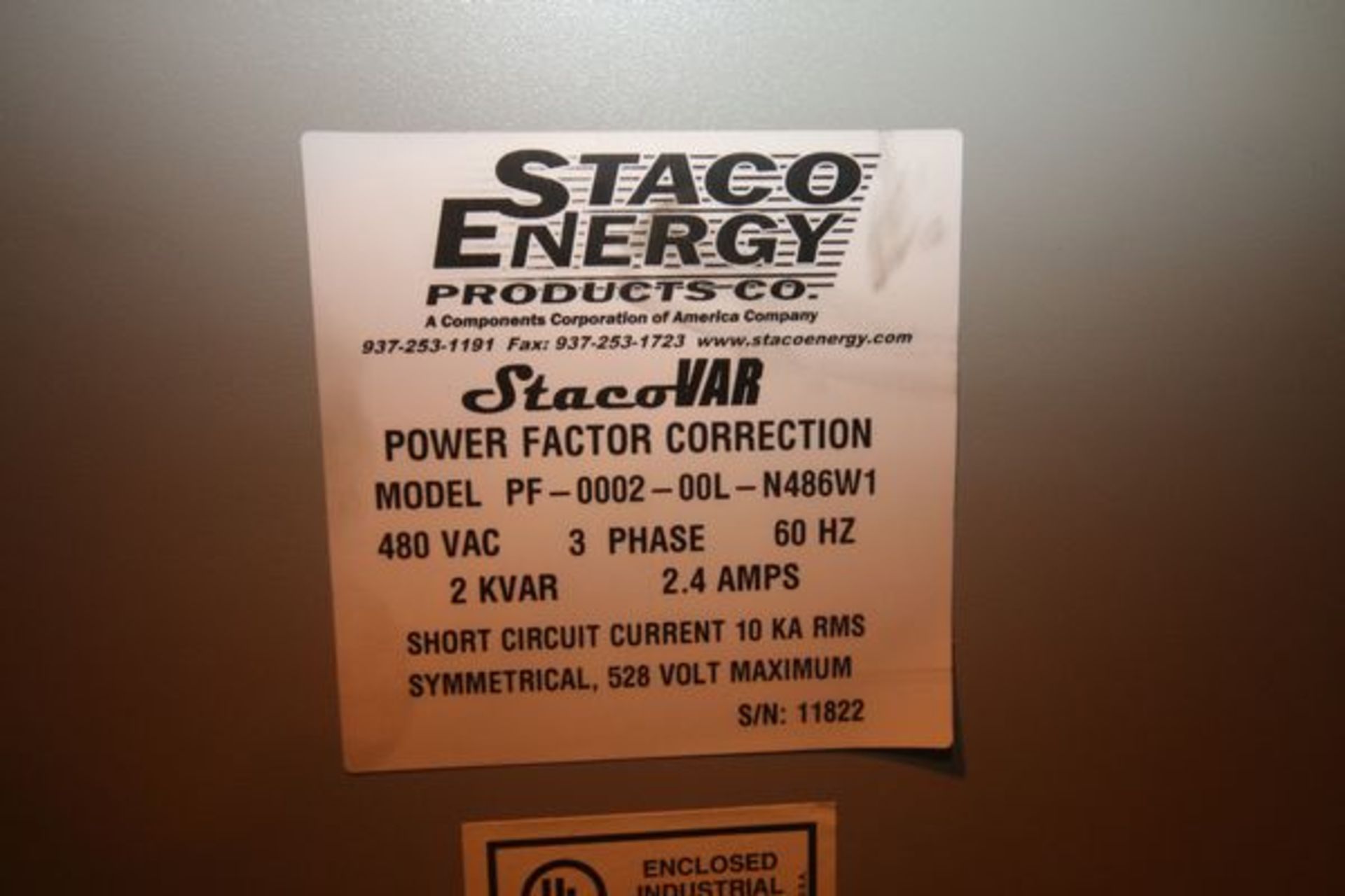 Statco Energy Power Factor Correction Units, Model PF-0002-00L-N486WI, S/N 11822, S/N 11828, S/N - Image 2 of 2