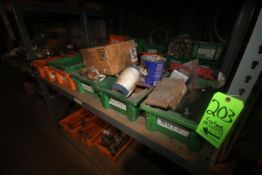 Contents of (4) Shelves including: Conveyor Belt, Nuts and Bolts, S/S Pot, Pitcher, Rubber