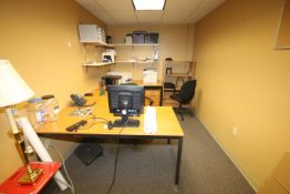 Contents of Office with Desk, (2) Chairs, Table, Bookcase, (2) 3-Drawer File Cabinets (NOTE: