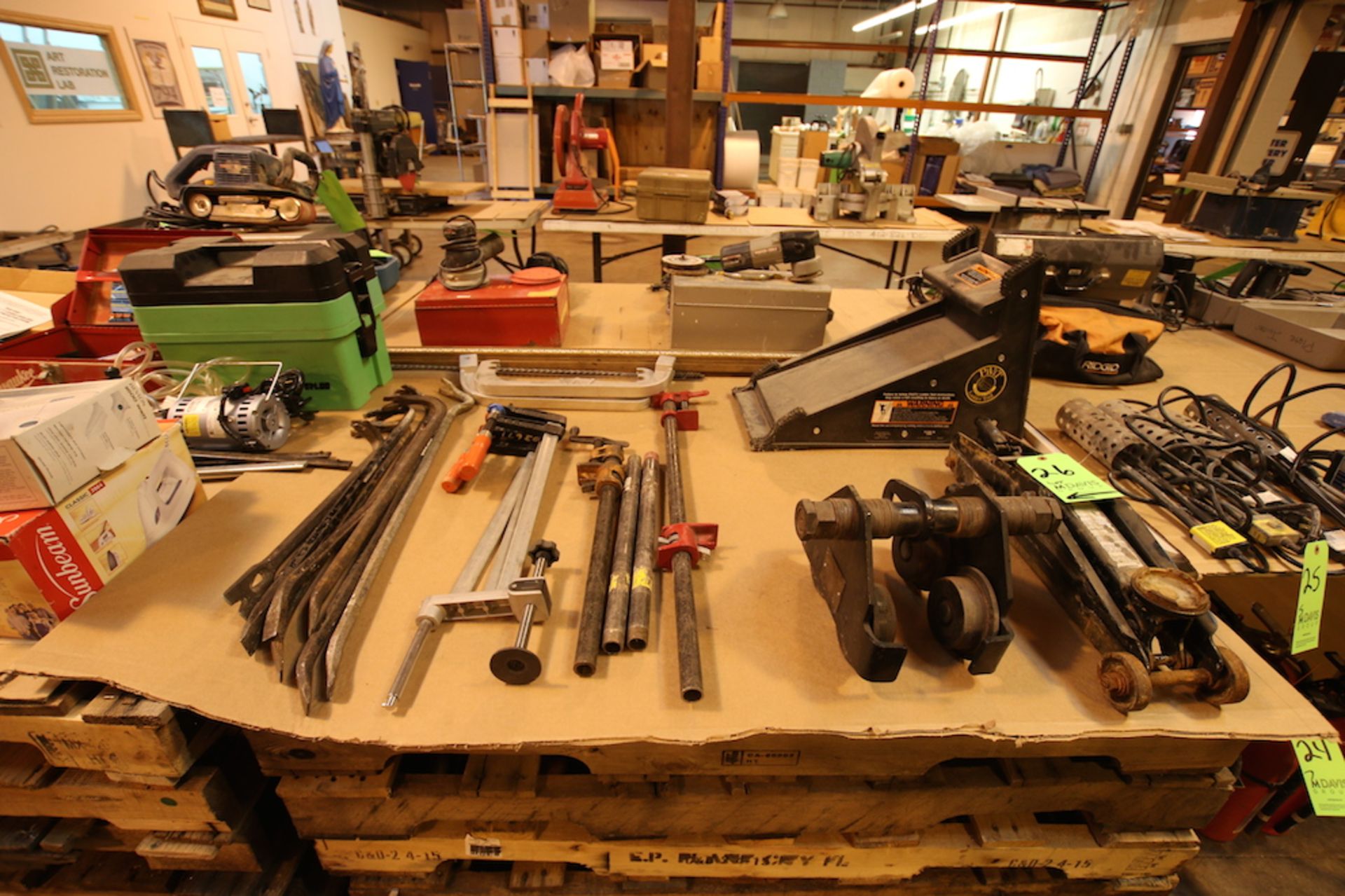 Large Assortment of Hand Tools including: Floor Jack, Bottle Jacks, Crowbars, Hole Saw Bits, - Image 2 of 6