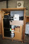 Crate with Assorted Furniture, Sealer, Etc.