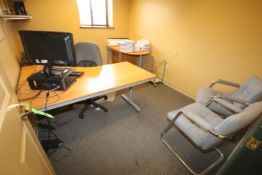 Contents of Office includes Desk, Chair, Table, (2) File Cabinets, (2) Side Chairs and Corkboard (