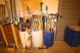 Assorted Tools for Roofing and Construction includes Handles, Squeegees, Scrapers, Extenders,