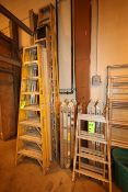 (7) Assorted Werner & Other Ladders - (2) 8 ft., (1) 10 ft., (1) 12 ft. A-Frame and (3) Folding