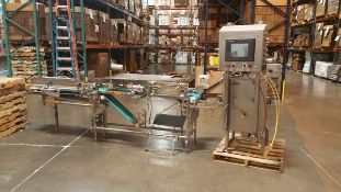 Koss Ultrasonic Feta Cheese Cutter, S/N: 55052, with (2) Heads, (3) S/S Harps, Conveyor, and Duk