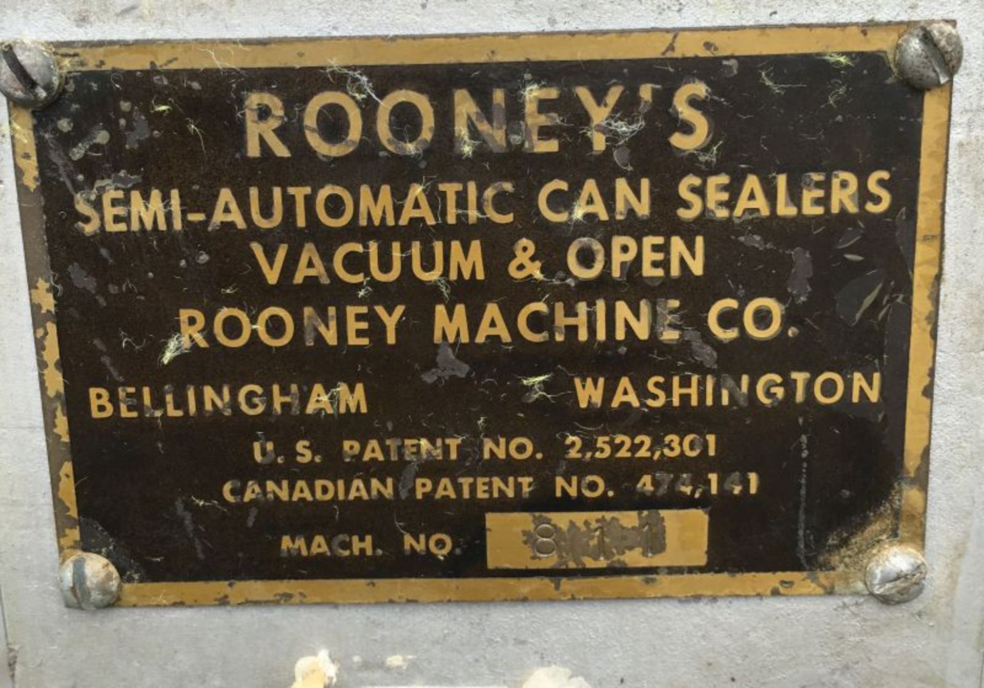 Rooney Semi Automatic Can Seamer. Machne No 81. As shown in photos (Located in New York) Loading - Image 3 of 4