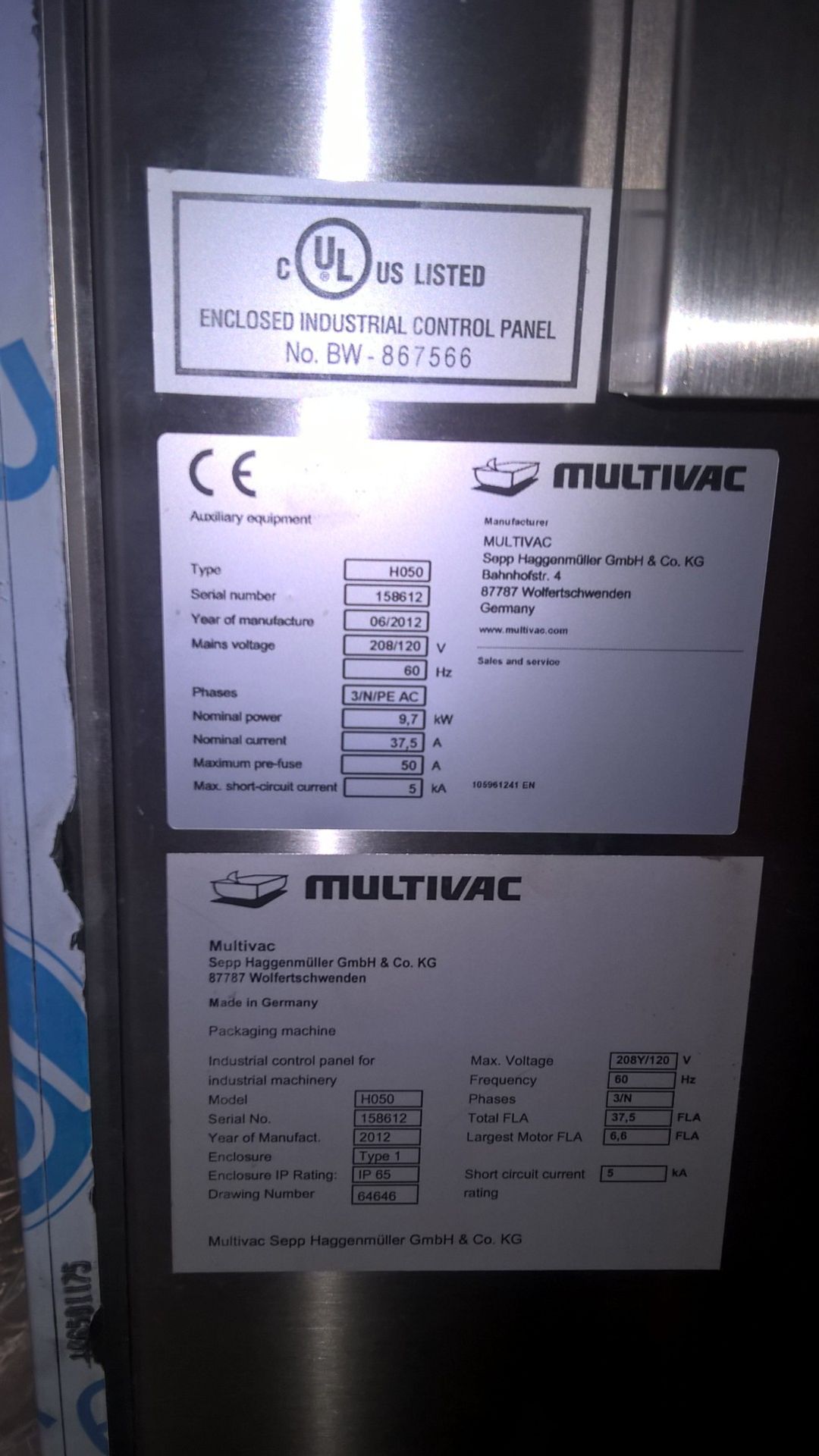 Never Used 2012 S/S Multivac Handling Module, Model #H050, Serial# 158612, Precision Package Sepa - Image 5 of 5