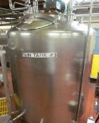 500 Gallon Stainless Steel Jacketed Processor, Dish Top, Dish Bottom, Top Agitation, Bottom