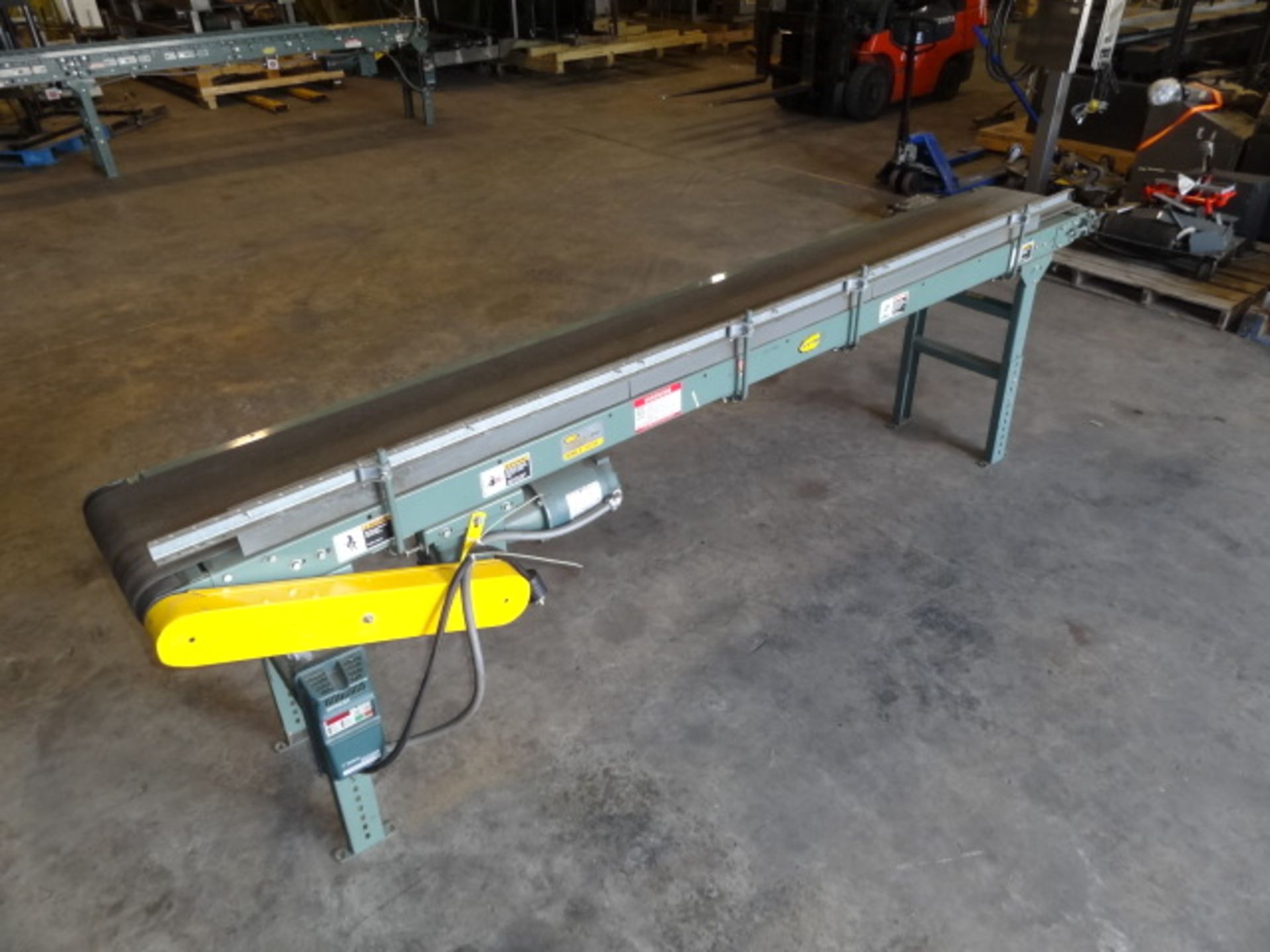 Hytrol Conveyor, Power Belt with Gear Box Drive and Speed Control -- 132" x 14", No Skid (Located in