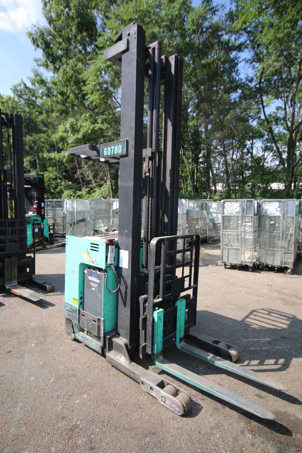 Mitsubishi Stand-Up Narrow Aisle Reach Forklift, M/N ESR36, S/N 1ESR360780, 2,750-4,000 lb.