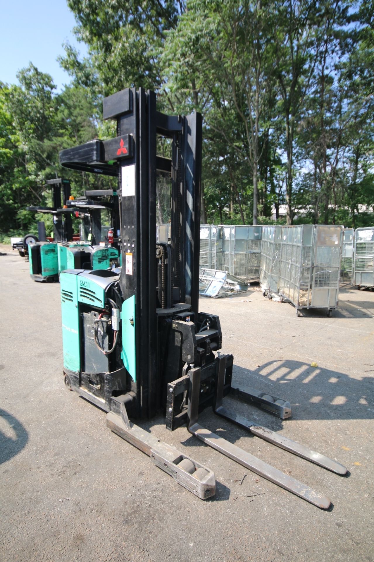 Mitsubishi Stand-Up Narrow Aisle Reach Forklift, M/N EDR15N, S/N 2DR3410714, 3,000 lb. Lifting