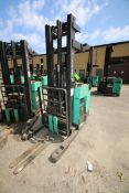 Mitsubishi Stand-Up Narrow Aisle Reach Forklift, M/N EDR15N, 3,000 lb. Lifting Capacity, with 36