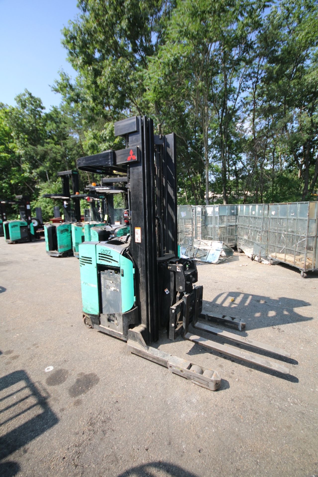 Mitsubishi Stand-Up Narrow Aisle Reach Forklift, M/N EDR15N, S/N 2DR3435717, 3,000 lb. Lifting