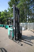 Mitsubishi Stand-Up Narrow Aisle Reach Forklift, M/N ESR36, S/N 1ESR360784, 2,750-4,000 lb.