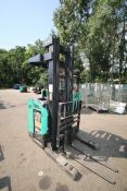 Mitsubishi Stand-Up Narrow Aisle Reach Forklift, M/N ESR20N-36V, S/N 5SR3714704, 4,000 lb. Lifting