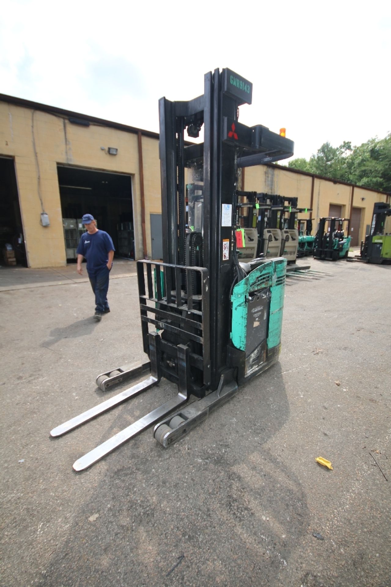 Mitsubishi Stand-Up Narrow Aisle Reach Forklift, M/N ESR18N, S/N 4SR3350708, 3,500 lb. Lifting - Image 2 of 7