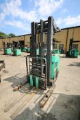 Mitsubishi Stand-Up Narrow Aisle Reach Forklift, M/N EDR36, S/N 1EDR360628, 3,000 lb. Lifting