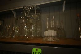 Assorted Lab Glassware, Includes (2) Glass Liquid Storage Units with (2) Multi-Outlet Lab Bowls
