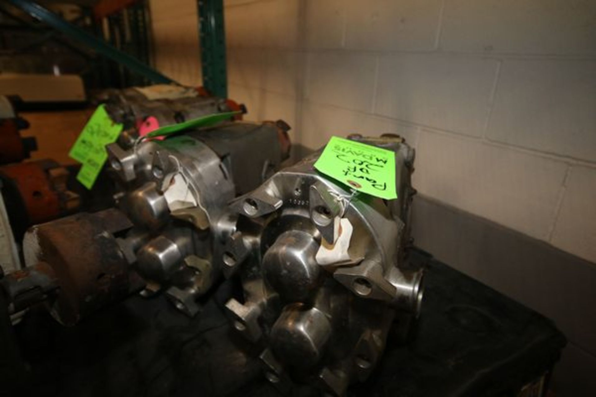 WCB Positive Displacement Pump Heads, M/N 30, S/N 10750SS and 106577, with 1 1/2" Clamp Type S/S