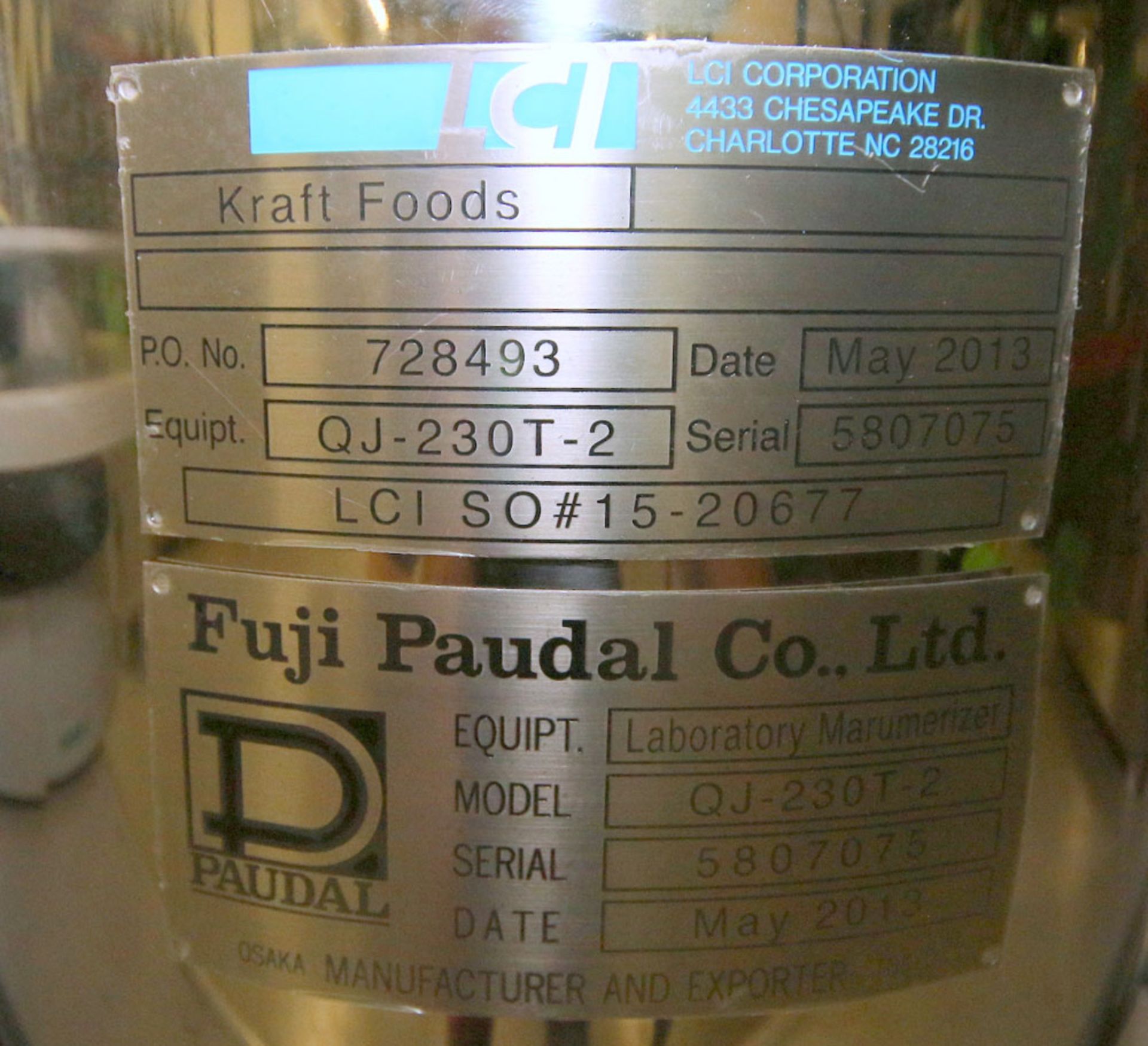 2013 Fuji Paudal Co. Laboratory Marumerizer Pellet Mill, M/N QJ-230T-2, S/N 5807075, All S/S - Image 2 of 6