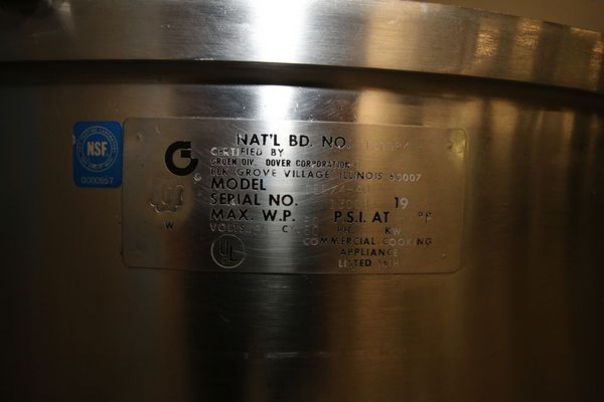 Groen Approx. 40 Gallon Jacketed Tilt Kettle, Model DEE/4-40, S/N 130084, Dual Motion Sweep-Scrape - Image 4 of 6