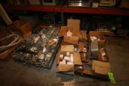 Lot of Assorted Hardware on (3) Pallets, Including Dominick Hunter Parts, Nuts, Bolts, Plumbing