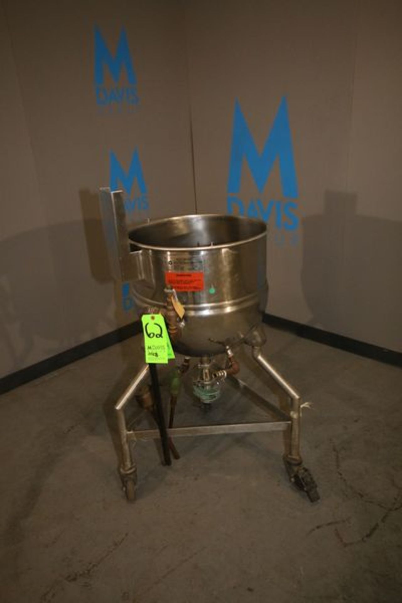 Greon Aprox. 20 Gal. S/S Jacketed Kettle, M/N N-20, S/N 31665-1, National Board: 133241, 100 PSI @