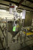 Aprox. 80 Gal. S/S Jacketed Kettle, 29 1/2" Dia x 32" Deep, Cone-Bottom, Chemineer 0.5 hp Variable