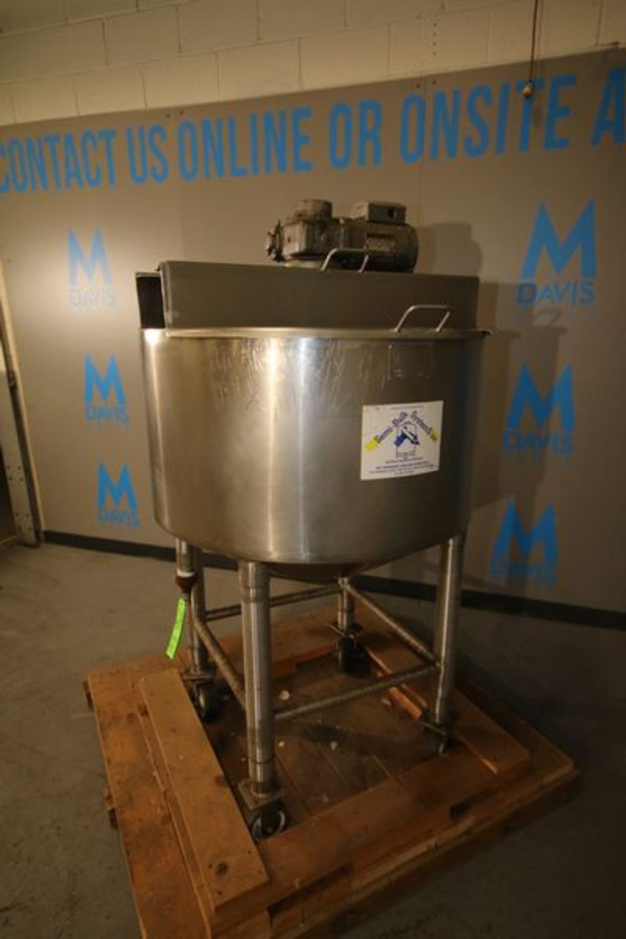 Chester-Jenson Aprox. 80 Gal S/S Jacketed Tank, S/N 9715-P, Cone-Bottom, On S/S Legs and Casters, - Image 4 of 5